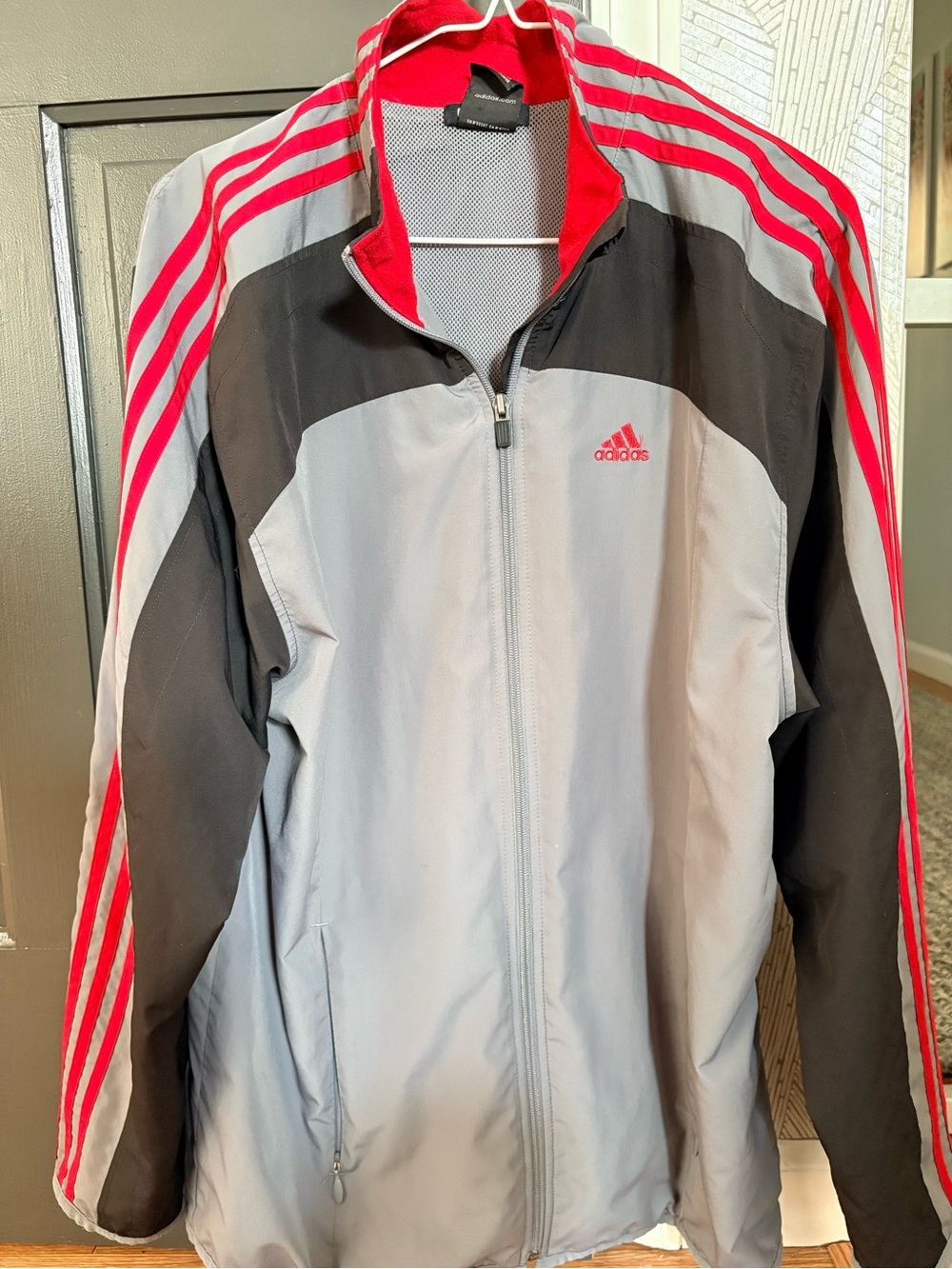 adidas Gray Jacket with Red & Black Accents men’s small